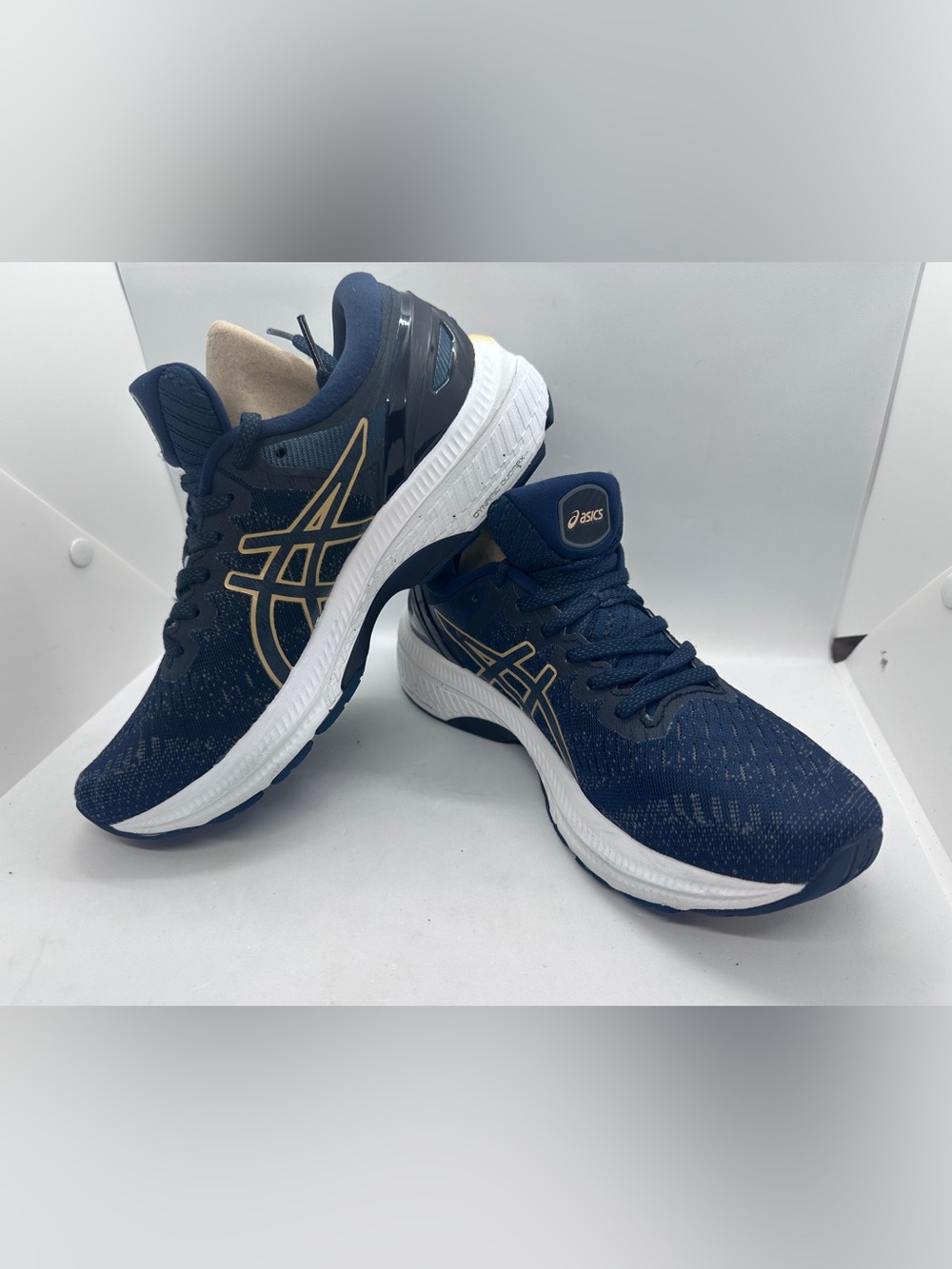 ASICS Gel-Kayano 27 Running Shoes Womens 7.5 Blue Gold Pre-Owned
